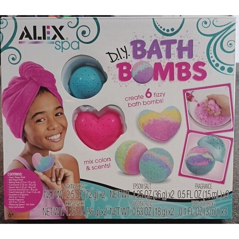 Alex Spa DIY Bath Bombs Kit Girls Heart Professional Grade Item# 17017 Makes 6